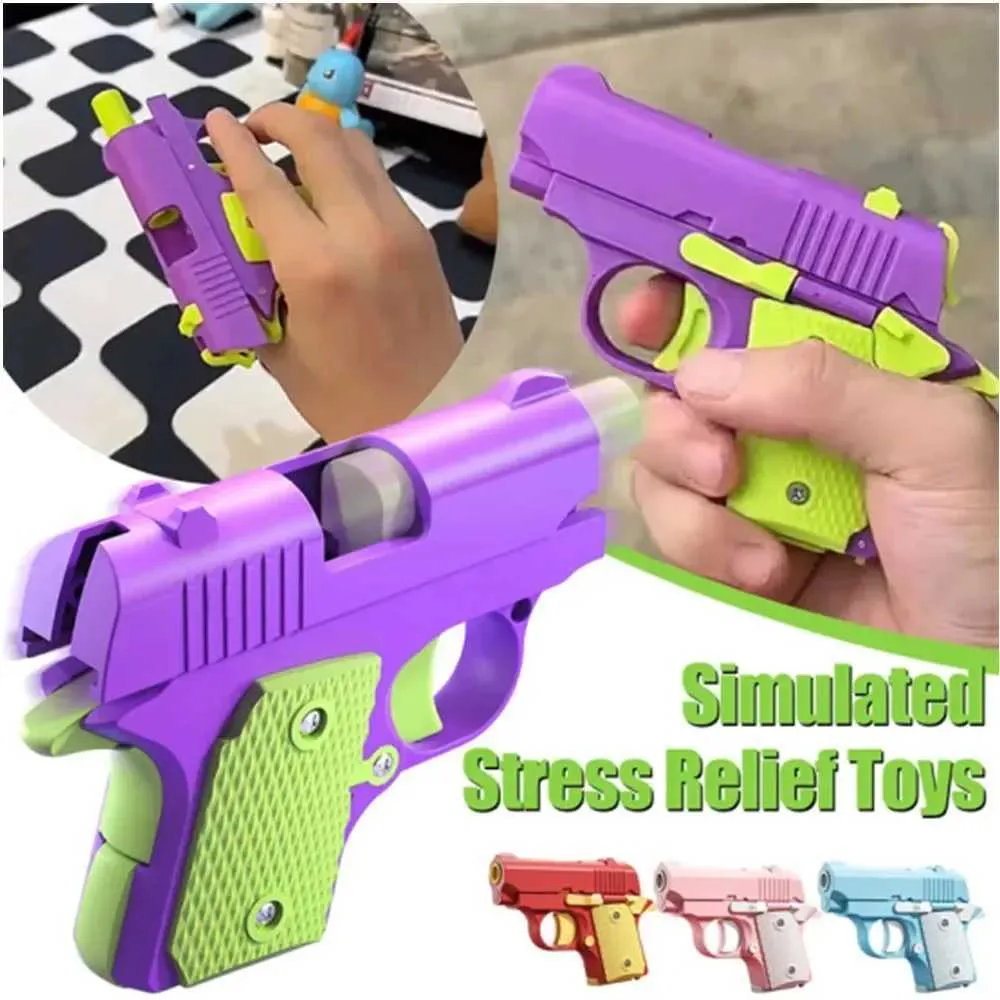 Mini 1911 Children Toy Gun 3D Printing Fidget For Kids Adults Stress Relief Toy Christmas Gift Print Gravity Cub Jump Carrot