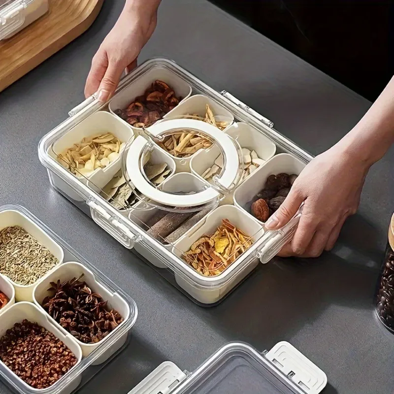 Reusable 8-Compartment Snack Organizer with Handles - Portable Lunch ...