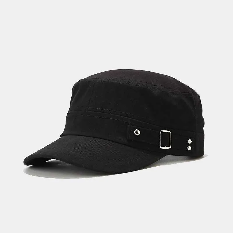 Vintage MenS Flat Top Hat Washed Cotton Breathable Baseball  display picture 2