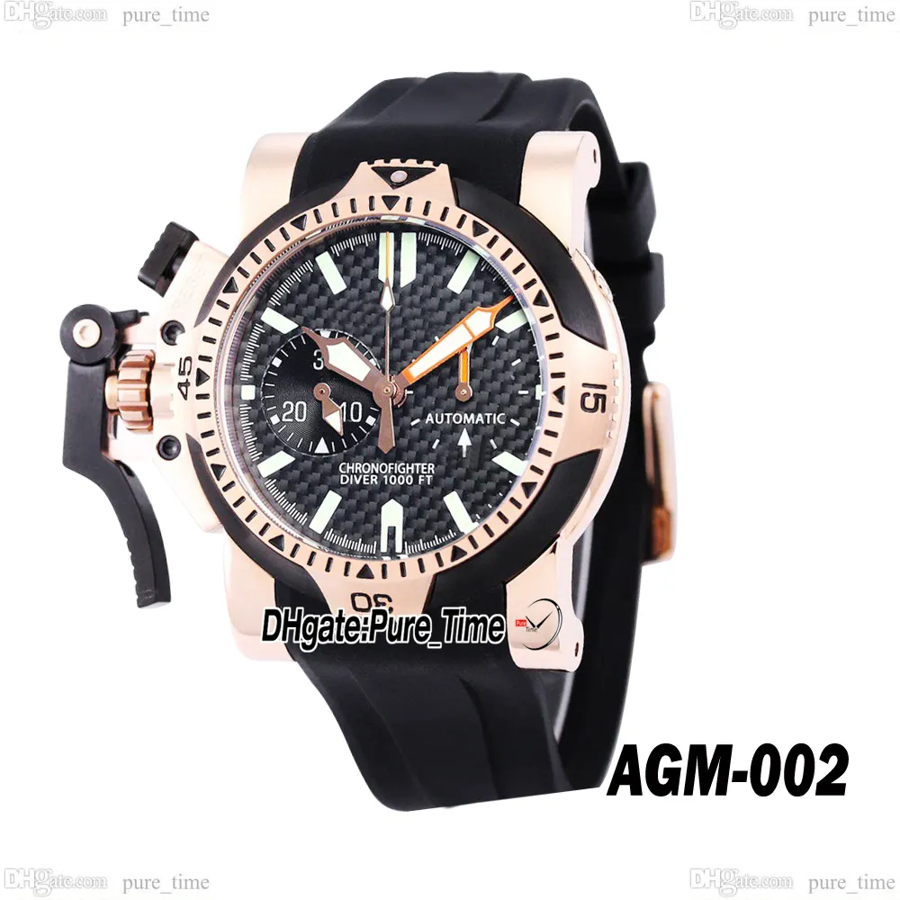 DHgate.com:Black Chronograph Quartz Watch with Lefty Crown