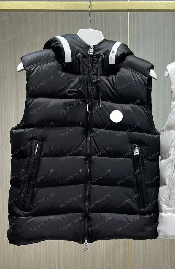 Embroidered Designer Mens Hooded Down Mens Puffer Vest Warm