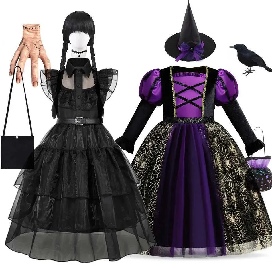 Addams Wednesday Costume Dress For Kids Girls Halloween Witch Outfit With  Hat For Party And Makeup From Wenxin_pavilion1, $14.31 | DHgate.Com