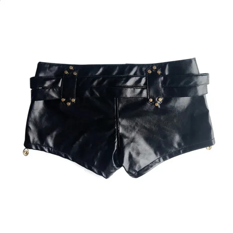 DOUBLE WAIST LEATHER SHORT PANTS サイズ3 Rokh x H&M Double Waisted Leather Shorts Knee Lenght Black