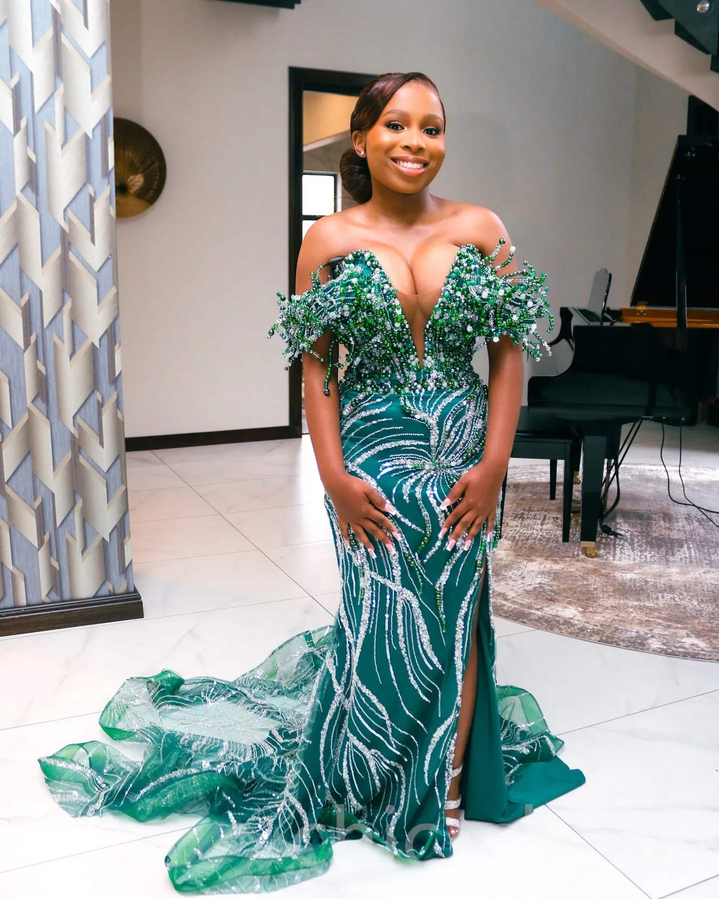 Evening Gowns Asos Green Prom Dress Chic A-line Gorgeous Layered Long Prom  Dress Green Sequins