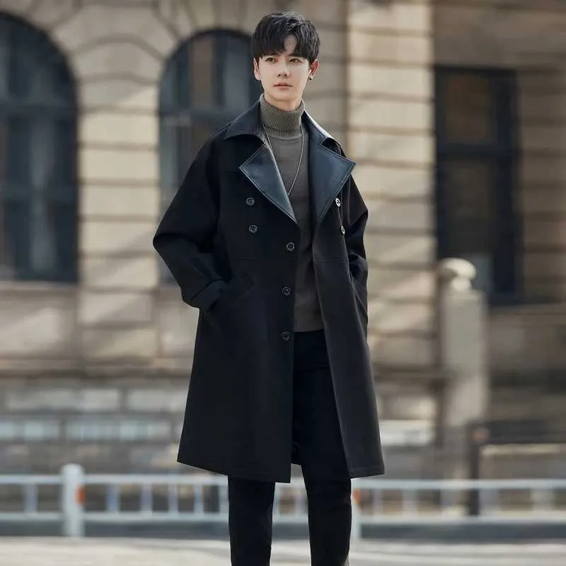 【年間ランキング6年連続受賞】 Mid-Length Men's Fashion Korean trench High - jacket Clothing