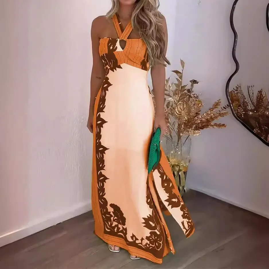 Womens Summer Colorblock Print Long Dress - Sexy Halter Neck Beachwear from  Dhgate Basic & Casual Dresses - price 27.94