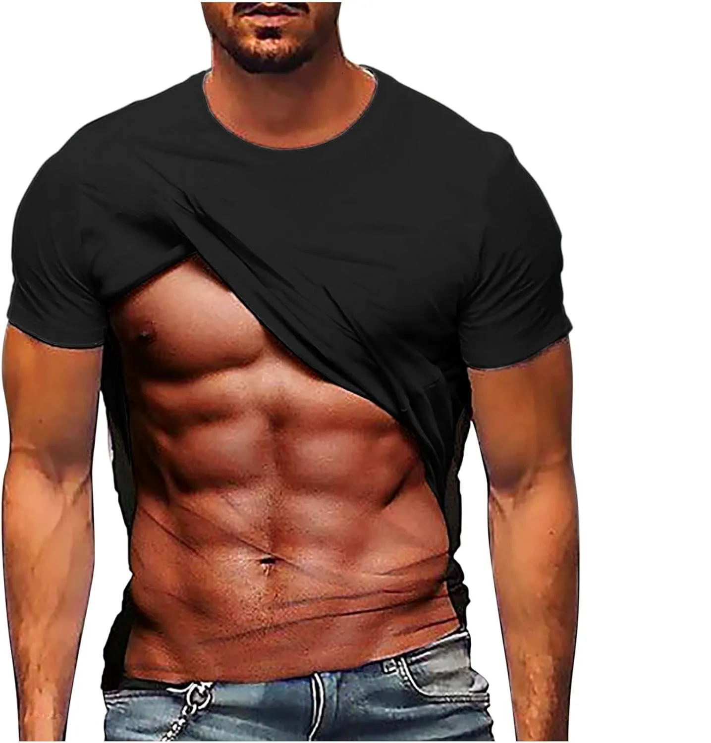 Wholesale Mens Funny Fake Abs Muscle T Shirt 3D Creative Body Print, Short  Sleeve, Casual Tee From Clothingg, $11.78 | DHgate.Com, image size:1435x1500