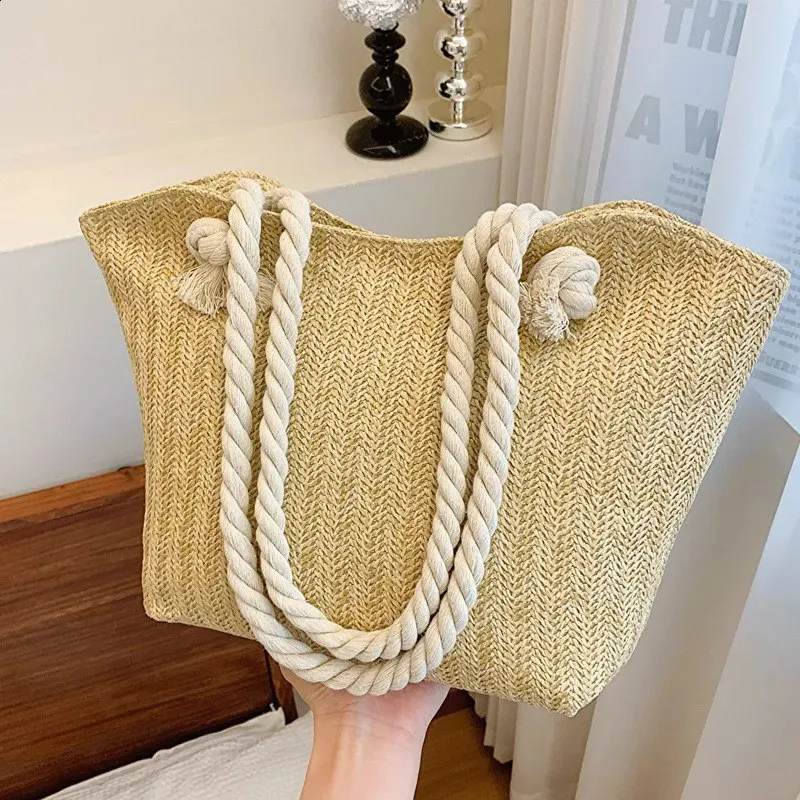 Large Straw Beach Tote Bags For Women Summer Woven Vacation