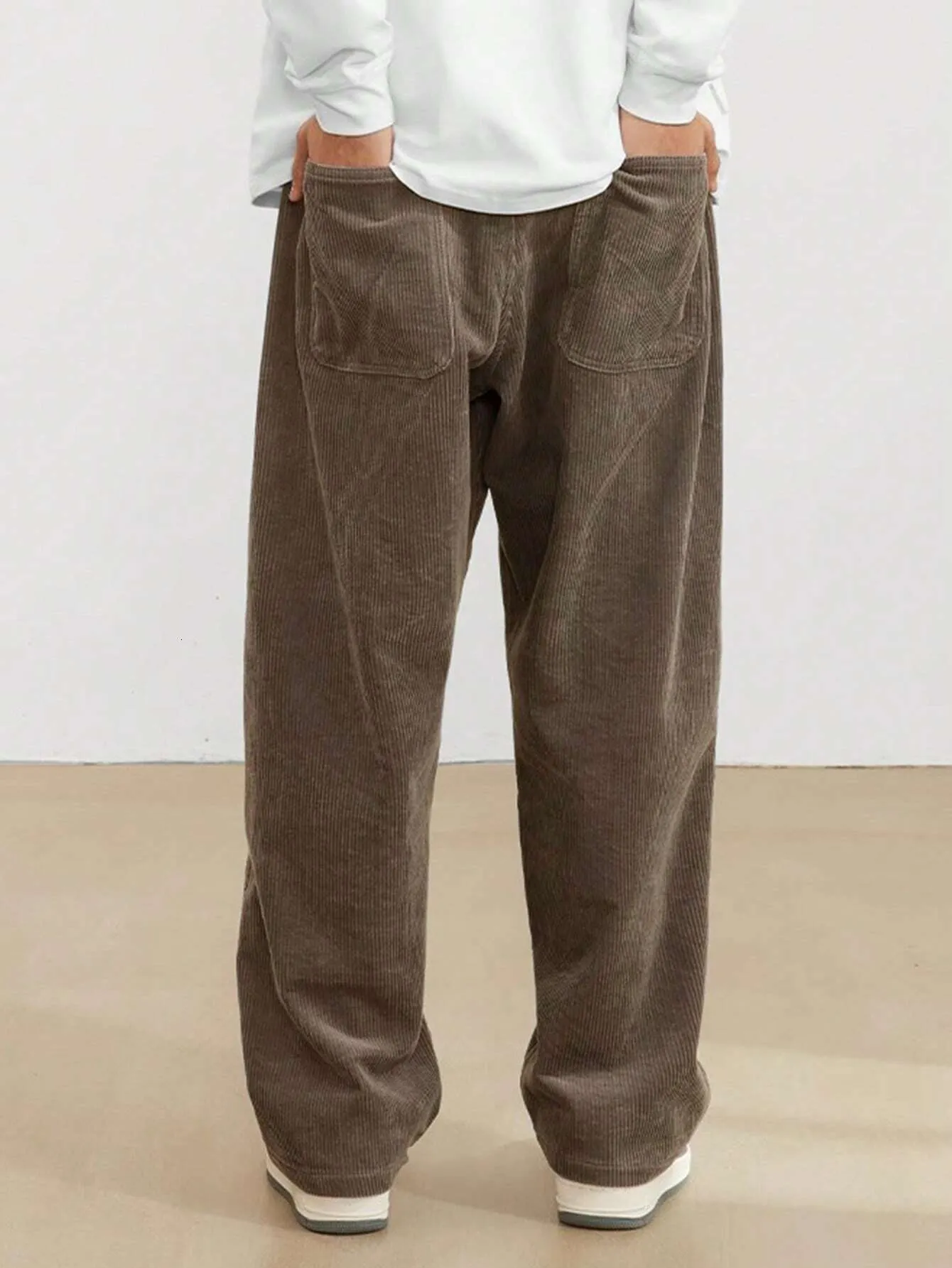 Pantalon Baggy Homme En Velours Côtelé - Taille élastique Avec Cordon, Coupe Large - Style Décontracté, Hip-hop, Confortable