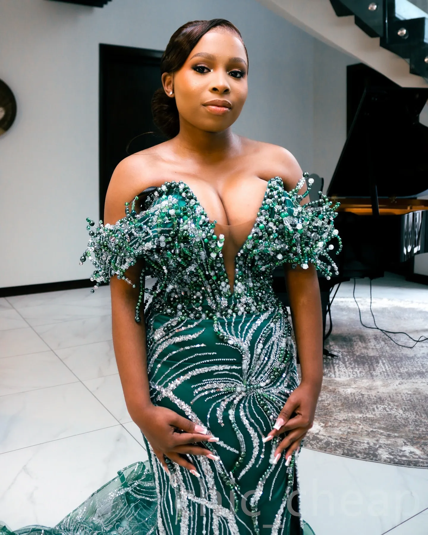 Emerald Prom Dress Hunter Green Mermaid Green Sparkly Prom Dress With  Pearls And Beading On Sequined Lace Perfect For Special Occasions, Evening  Formal Parties,