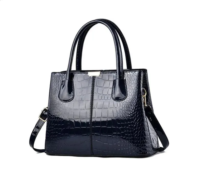 Womens Vintage Patent PU Leather Top Handle Shoulder Bag
