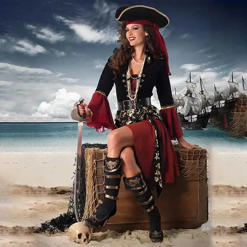Save Big on Bulk Pirates Halloween Costumes For Women Pirate Costumes  Female Red Pirate Captain Costume Adult Female Steampunk Style Dress With  Hat