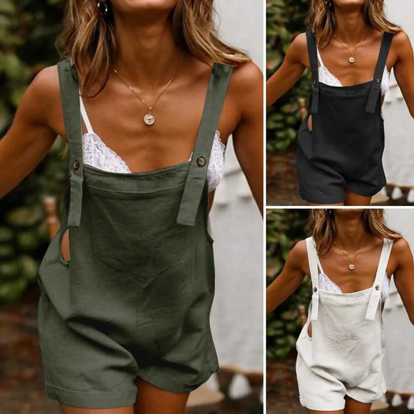 Casual Daily Solid Pocket Fold Square Collar Loose Jumpsuits(3 Colors) Casual Daily Solid Pocket Fold Square Collar Loose Jumpsuits(3 Colors)