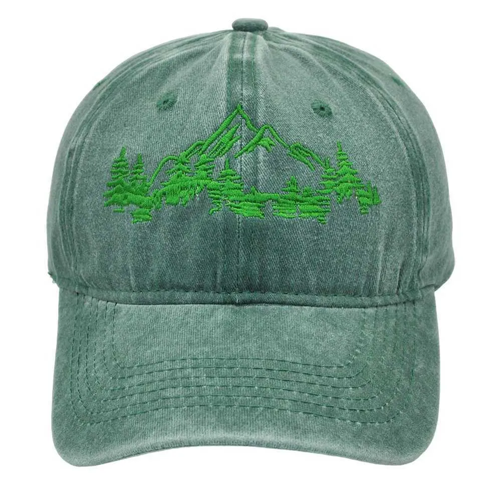 Mountain Trees Baseball Caps Cotton Embroidered Outdoor Hats  display picture 1