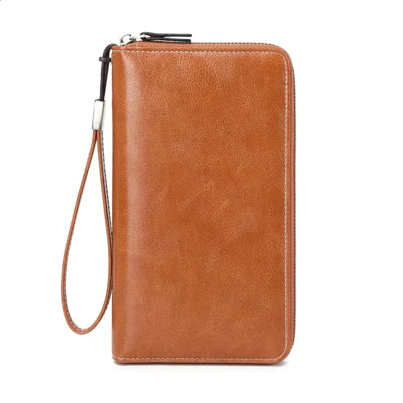 thumbnail image 2 of Large Capacity RFID Blocking Leather Clutch Wallet For Women – Vintage Checkbook Organizer Handbag 2 of 6