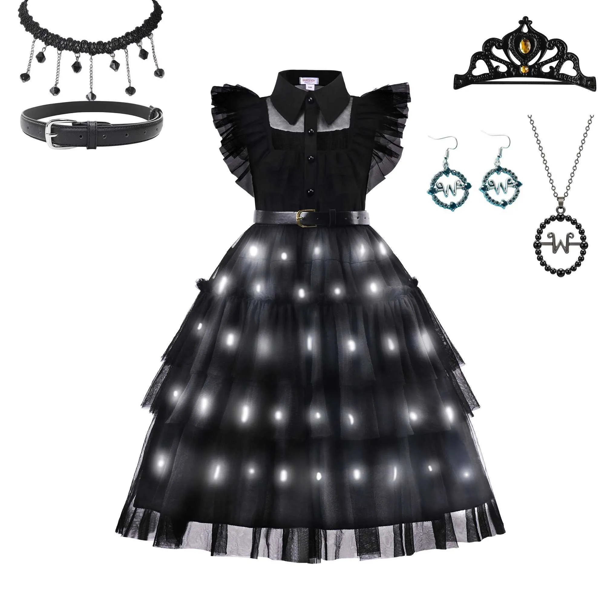 burgundy dress with black shoes Wednesday Addams Family Costume Girls Halloween Cosplay Dresses Fantas –  Charlie Dolly