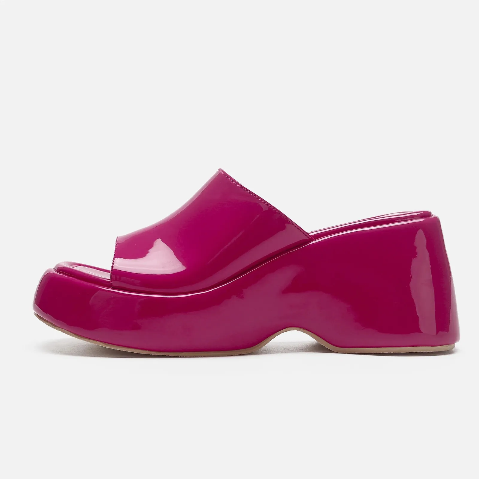 Platform Thong Sandals: Patent Leather Wedge Summer Slippers