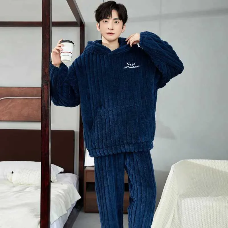 DHgate.com:Mens Cozy Fleece Pajama Set - Warm Winter