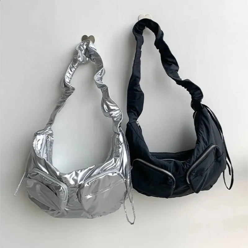 frill shoulder bag／reopa boa Womens Ruffle Edge Drawstring Shoulder Bag - Casual Pleated