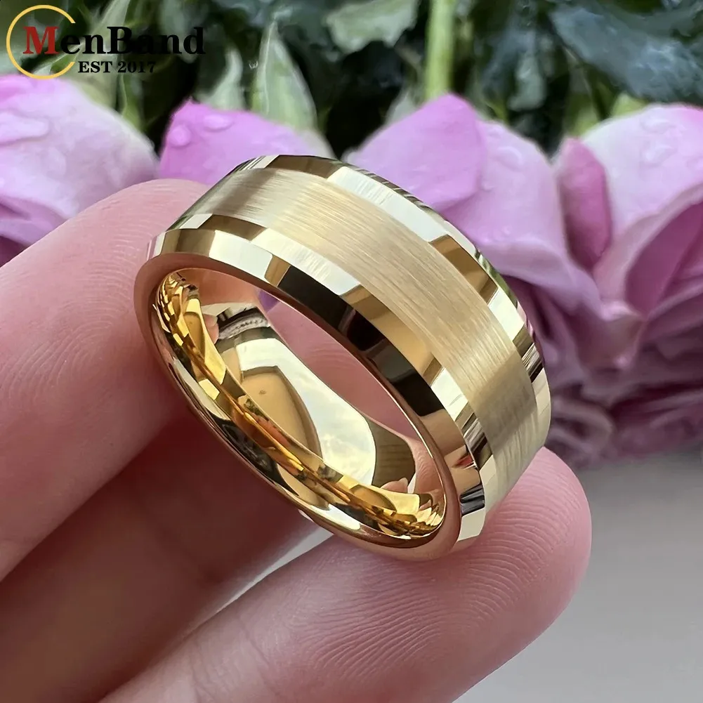 Tungsten Wedding 24k Gold Ring Band 24 Karat Gold Band Ring 24 Karat Gold  Men's Tungsten Wedding Band