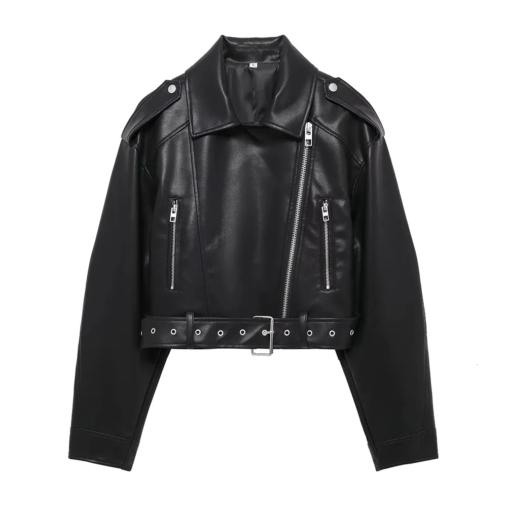 Womens Leather Jacket with Patchwork Buttons - Solid Color