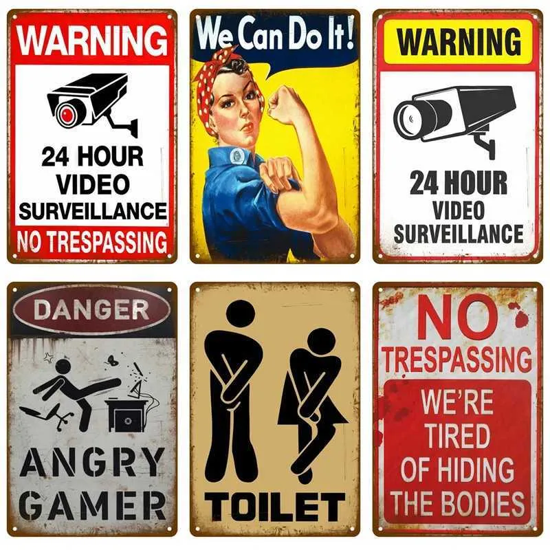 Warning Sign Decor Retro Metal Warning Sign Boards For Home Laundry Room Wall Decor ...