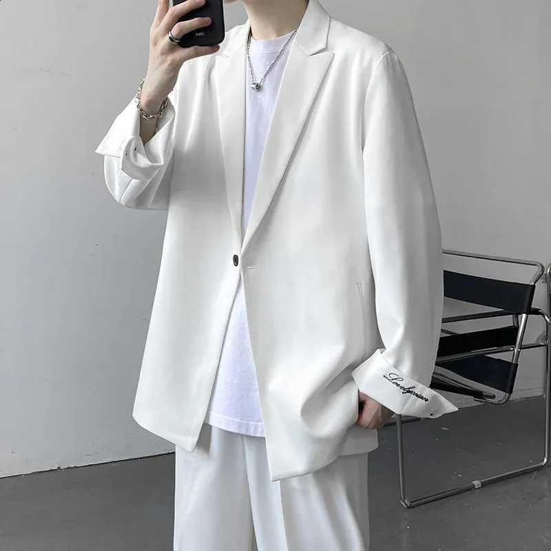 Premium White Black Jacket: Men's Business Casual Korean Style Shop Now!