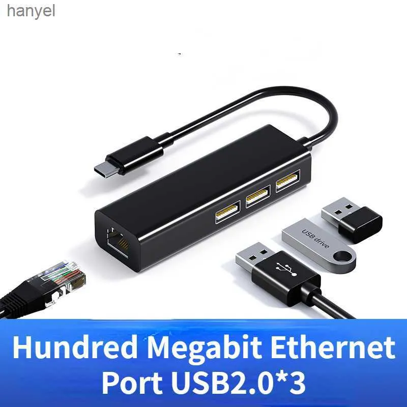 USB Hubs Ethernet network card converter TYPE-C and USB2.0 ports to RJ45 hub compact and portable computer peripheral accessories 240930