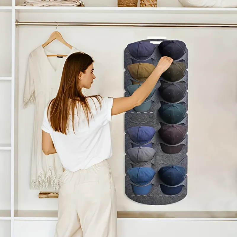 Over-the-Door Baseball Hat Organizer 14 Grids, Large Capacity Hat Rack  for Closet