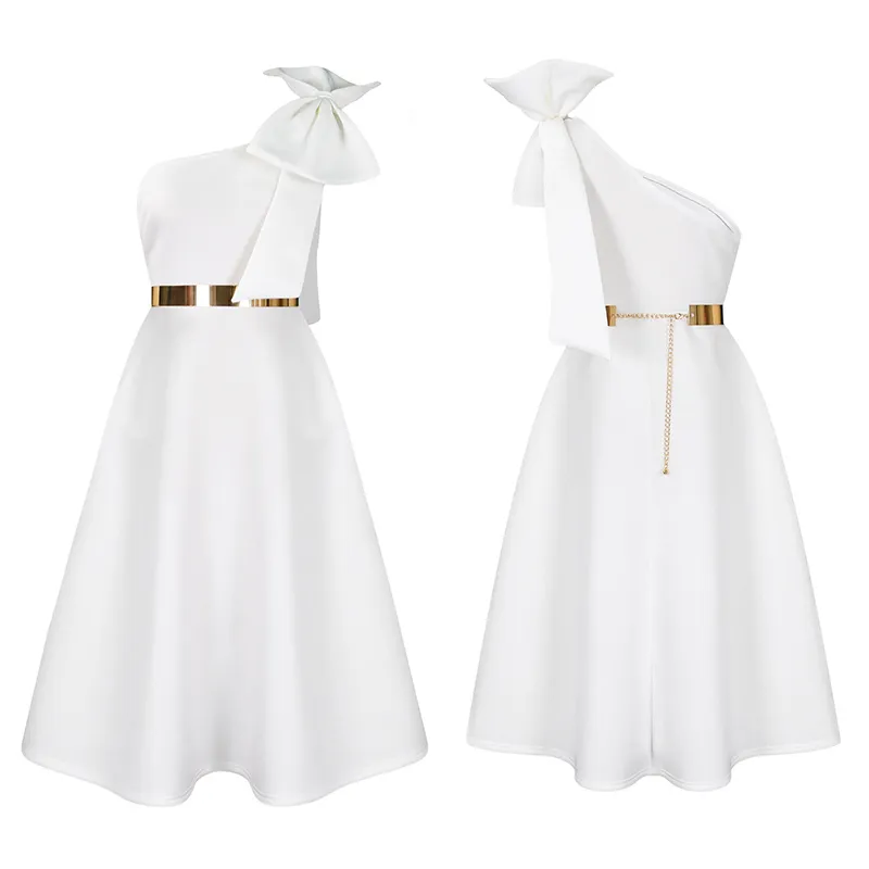 Green Velvet One-Shoulder Tea-Length Evening Dress with Bow Sash and Zipper  Back Closure from Dhgate Party Dresses - price 43.42