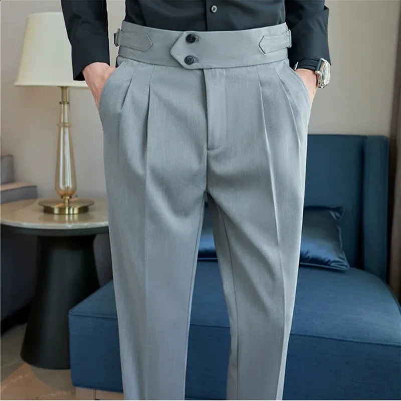 high waisted dress pants with tie Taylar Thick Waistband Tie Pants Green Stripe