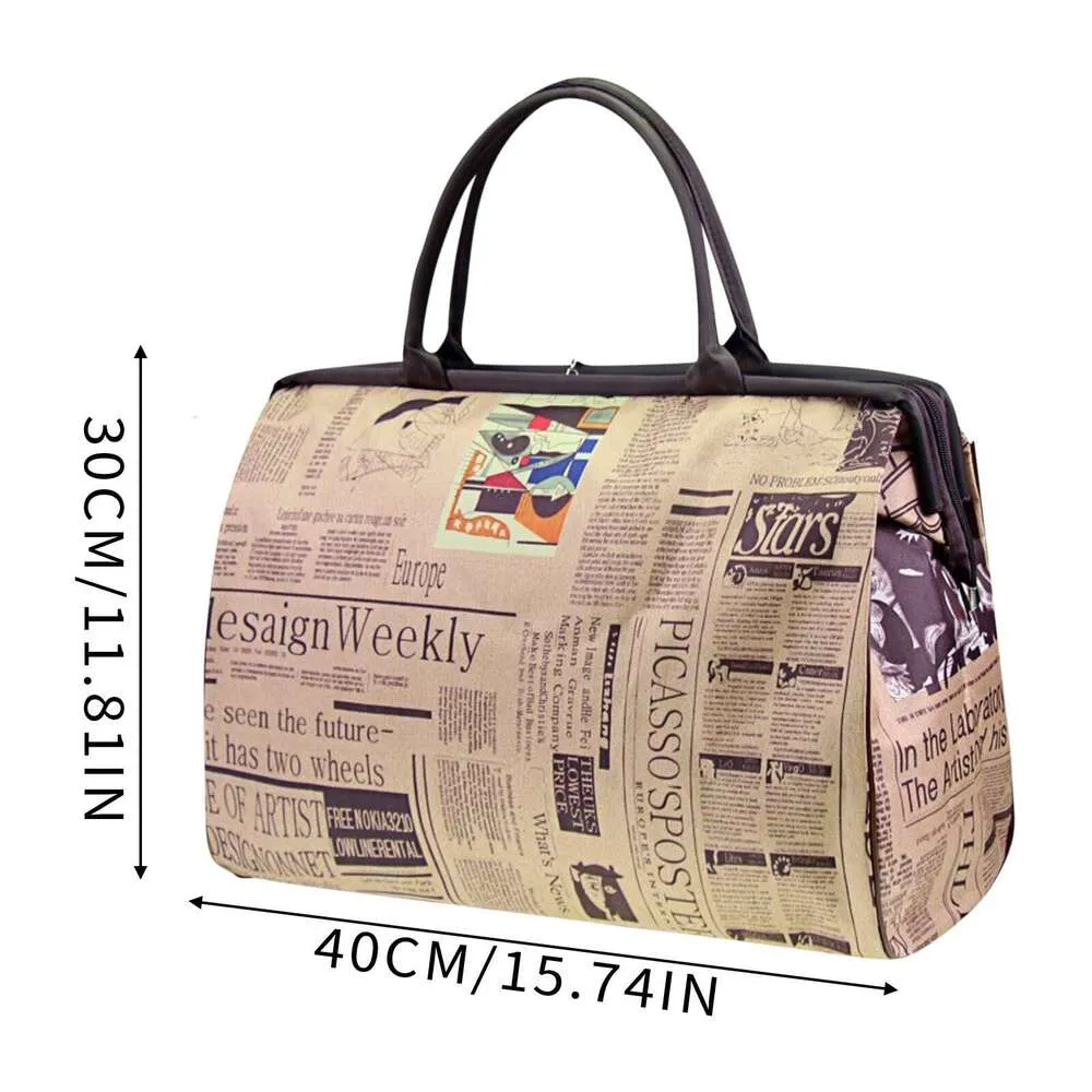 Vintage Waterproof Newspaper Printed Womens Travel Handbags Vintage Waterproof Newspaper Printed Womens Travel Handbags