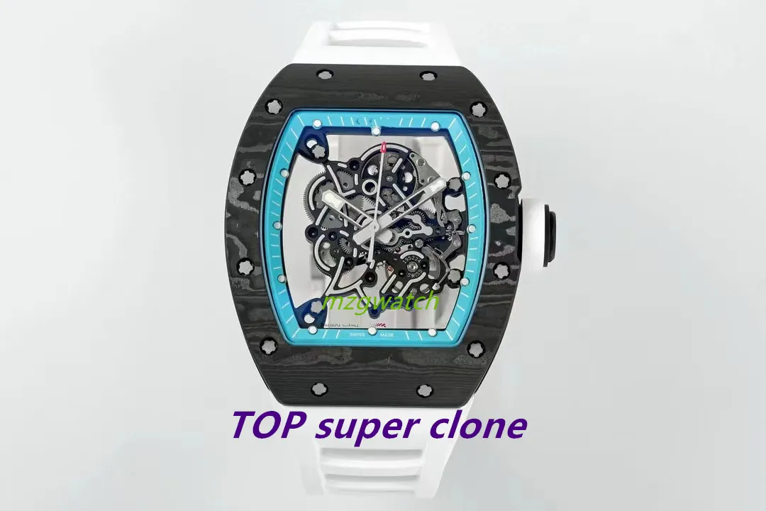 Mechanical Watch With Carbon Fiber Case, Natural Rubber Strap