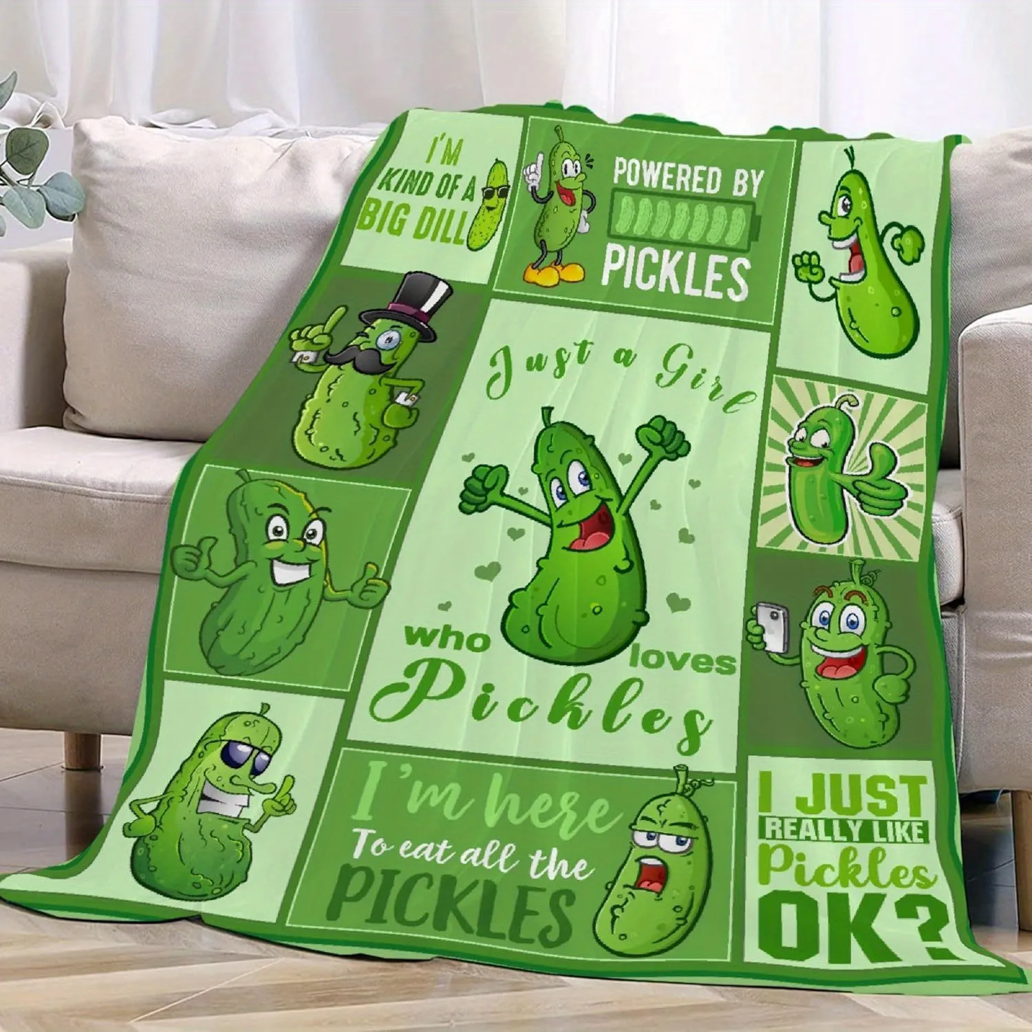 Fleece Blanket Dill Pickle Blanket Plush Pickle Flannel Throw