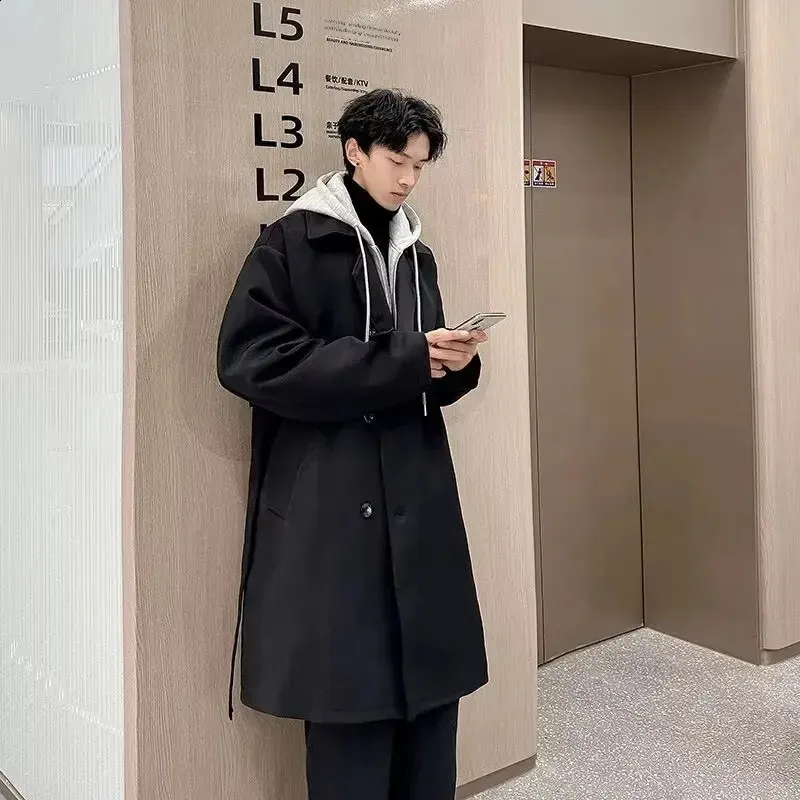 Mens Winter Padded Trench Coat - Thickened, Hooded, Versatile