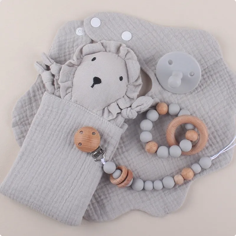 Cartoon Lion Baby Gift Set - Pacifier Chain, Sticker, Towel, Bib - Boys ...