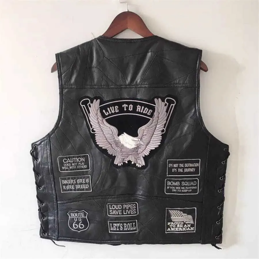 AMERI RIDERS FAKE LEATHER VEST JACKET（Black Eagle Pattern