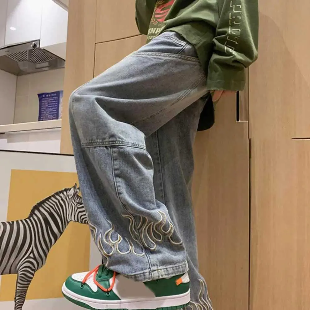 アウトレット福袋 Denim Mens Patterned Flame Pants Pockets Big With Clothing