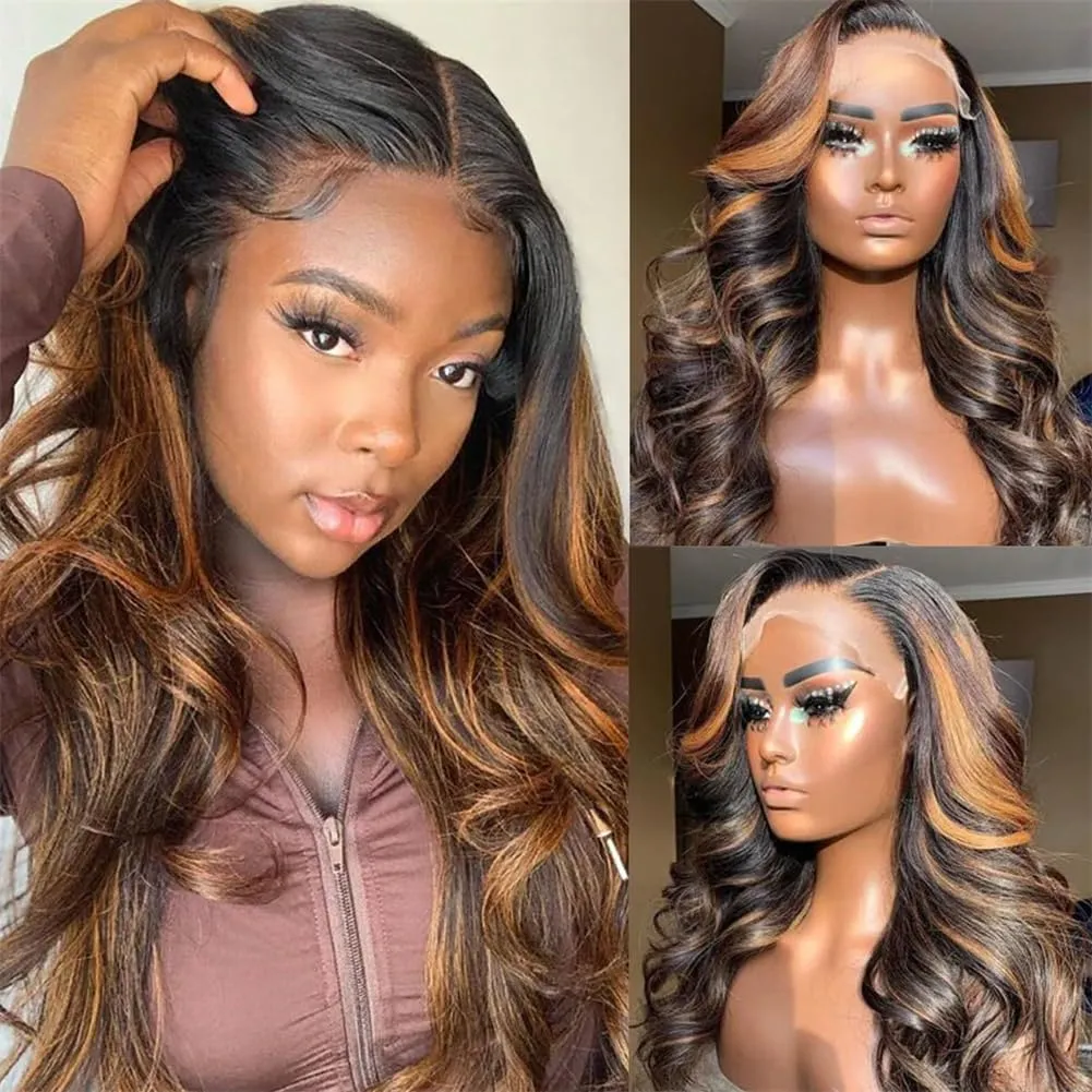 Highlight Ombre Lace Front Wigs Human Hair 13x4 HD Lace  display picture 3