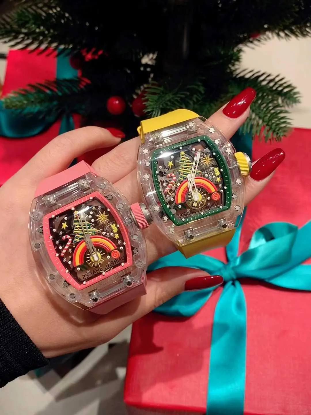 Premium Christmas Tree Engraved Mechanical Watch - Luxury