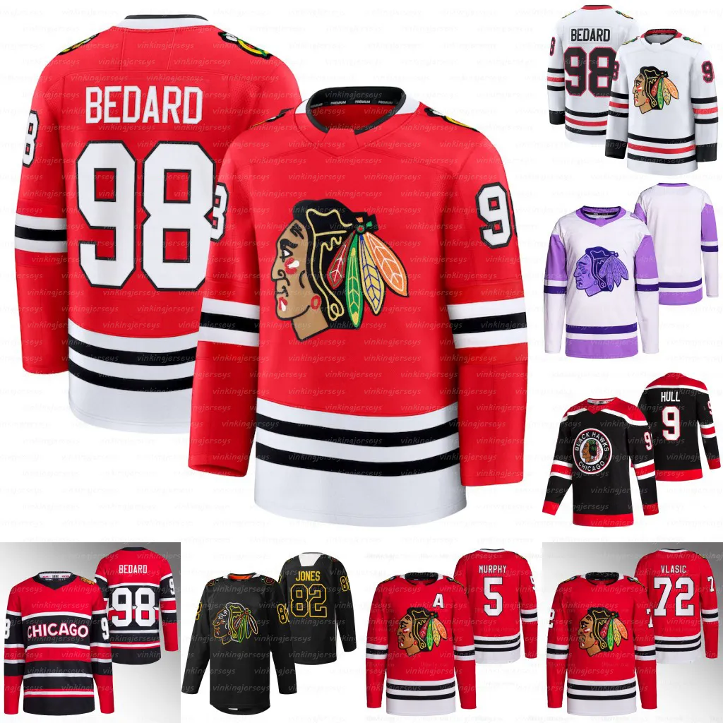 Blackhawks 2024 25 Hockey Jersey 98 Bedard 86 Teravainen 90