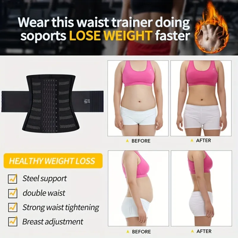 Hourglass Waist Trainer Corset Sculpting Tummy Flattening Accentuating Curves Hook Loop Closure Cinching Compression Womens Comfo