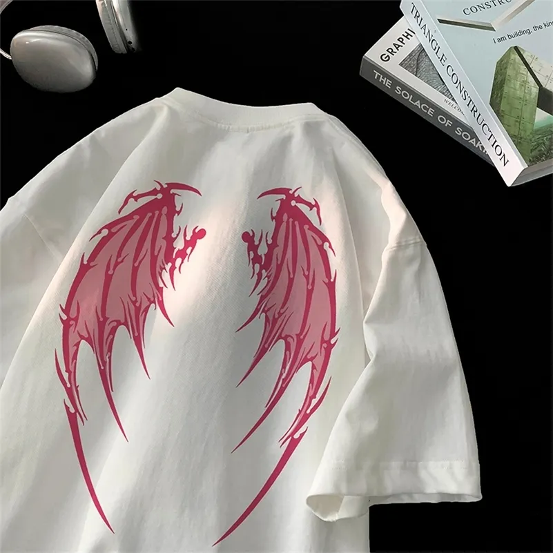 【Schnee】Angel Wings Twinkle T Shirt Wholesale Angel Wings Printed Tee: Y2K Style Short Sleeve