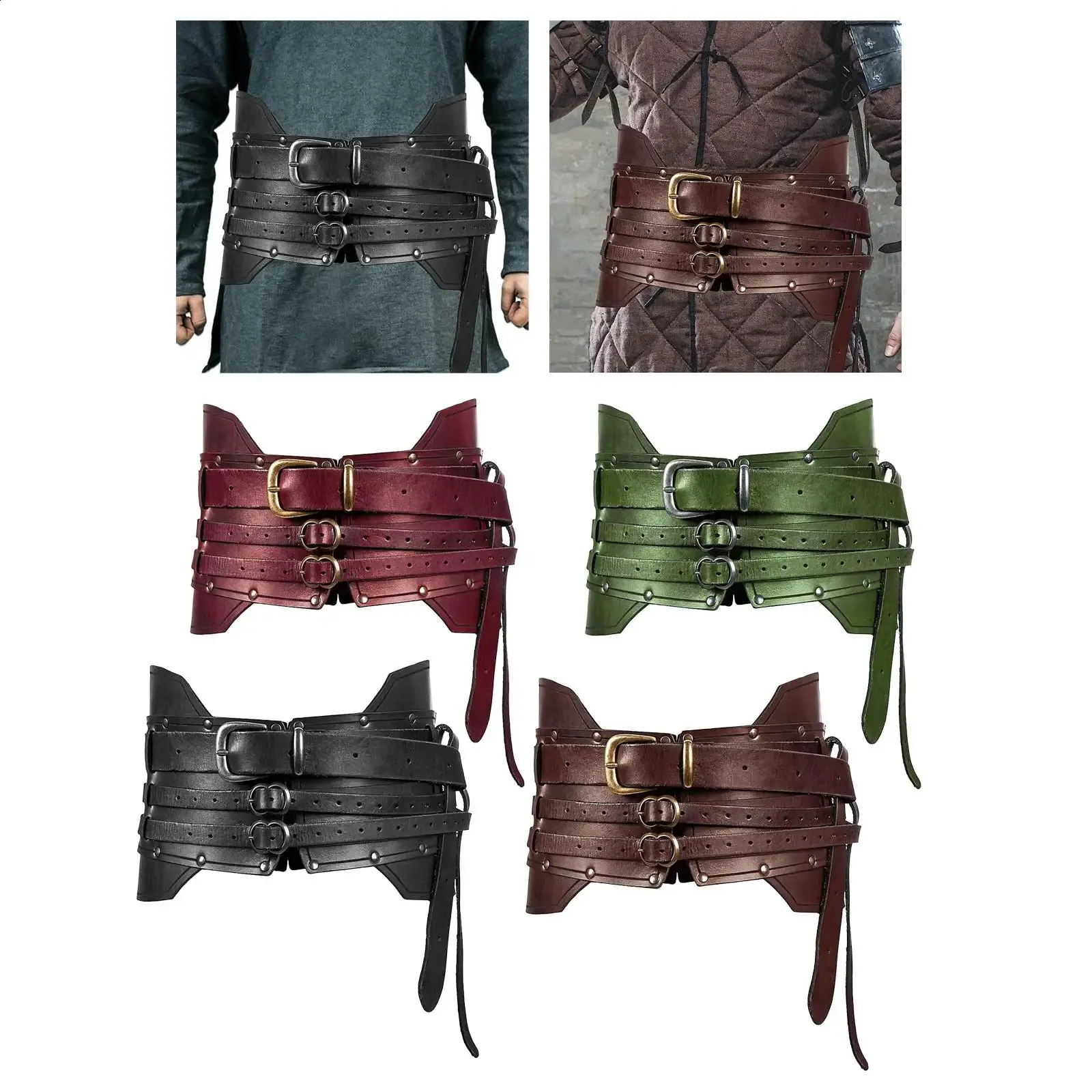 Brown Leather Elastic Wide Stretch Belt Corset Top Halloween 