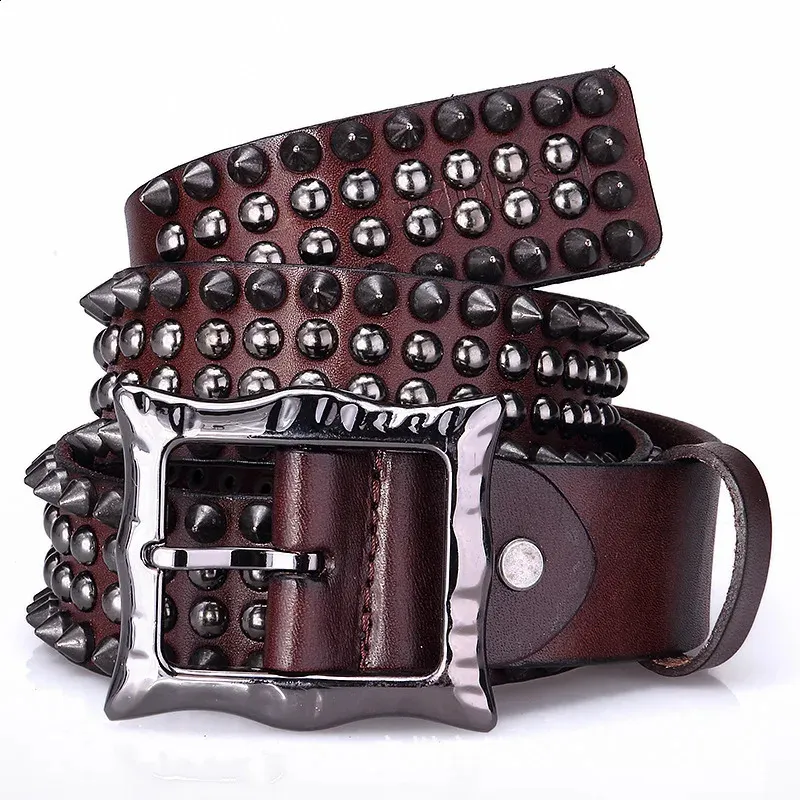 Punk Belts Real Leather Spike Rivet Belt, Fashionable Jump