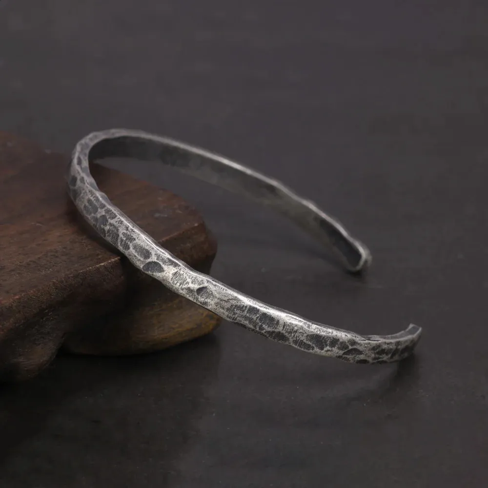バングル Hammered 3 Three Lines / Rows Sterling Silver925 Wave Bangle 3 Lines Sterling Silver925 Wave Bangle For Men & Women ユニ