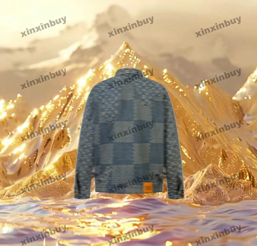 Mens & Womens Denim Jacket with Chessboard Jacquard & Tie