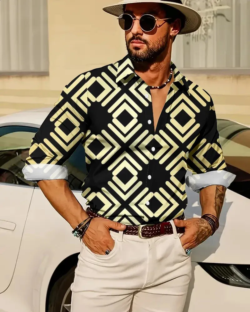 Mens Business And Leisure 3D Printed Street Shirt Spring And