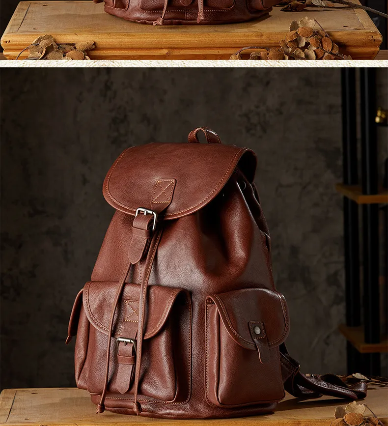 6b62 Real Leather Backpack Waterproof Anti Theft... From  display picture 3