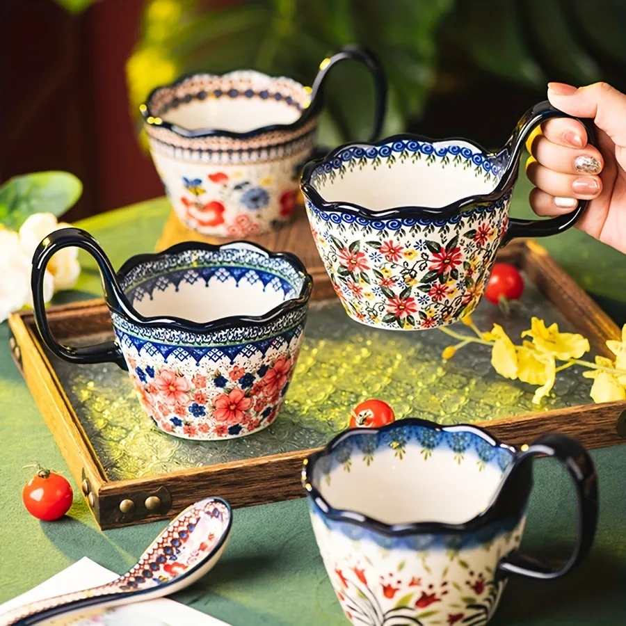 5oz Ceramic Loop Handle Cup Porcelain Reusable Insulated Coffee Mug with  Vintage Floral Design from Dhgate Cups & Saucers - price 41.14